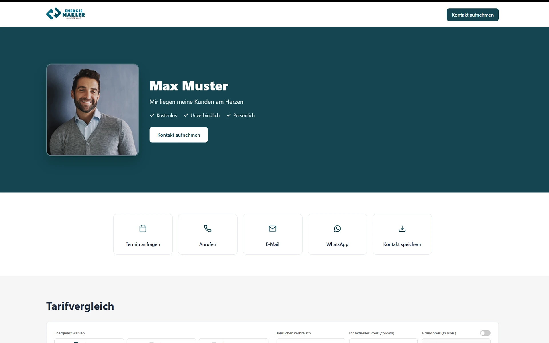 Partner-Landingpage Editor mit Live-Vorschau
